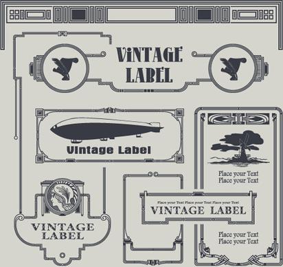 vintage label and border elements vector