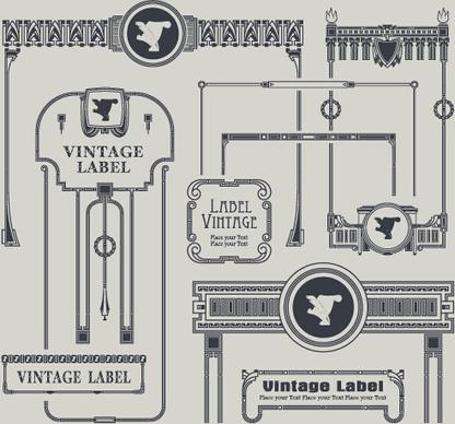 vintage label and border elements vector