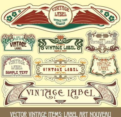 vintage label art design vector set