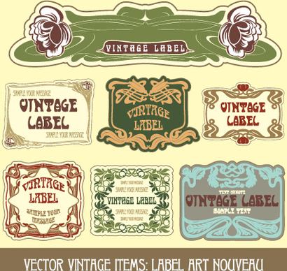 vintage label art design vector set
