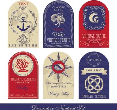marine labels templates flat vintage shapes emblem ornament