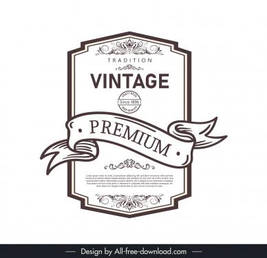 vintage label template elegant ribbon frame