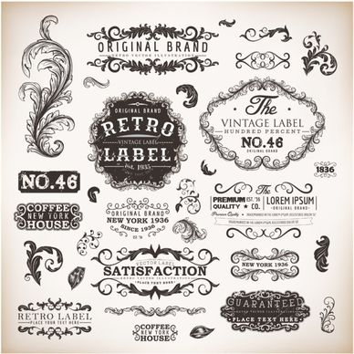 vintage labels and borders vector