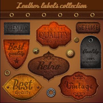 vintage leather label vector set