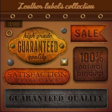 vintage leather label vector set