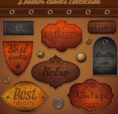 vintage leather labels set