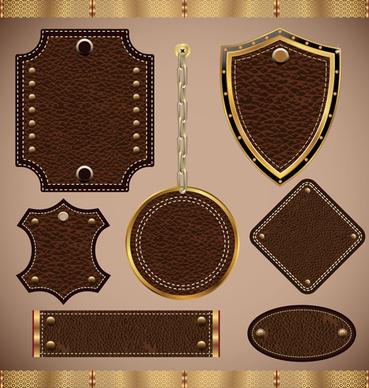 vintage leather lables and tags vector set