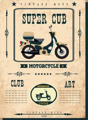 vintage motorbike club banner super cub icon ornament