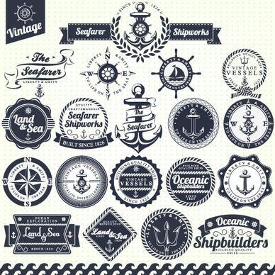 vintage navigation label vector