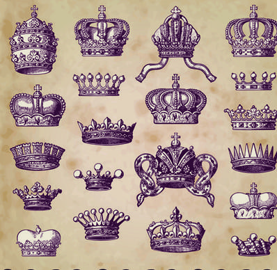 vintage objects crown mix vector