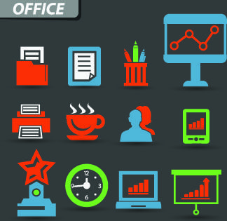 vintage office icons vector