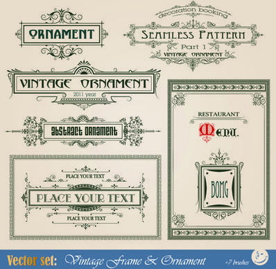 vintage ornaments and frames design vector