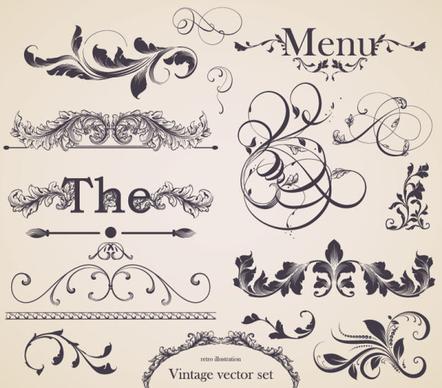 vintage ornaments frames with borders design vector