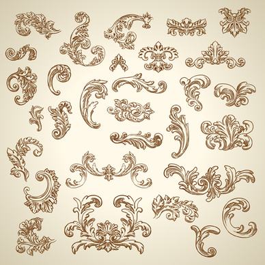vintage ornaments with corners vector