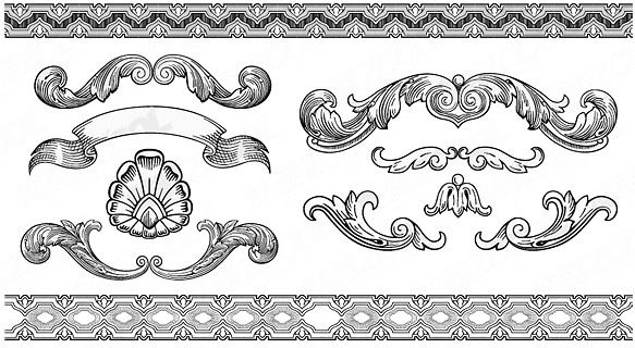 vintage ornaments with frames vector