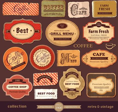 vintage paper coffee labels vector