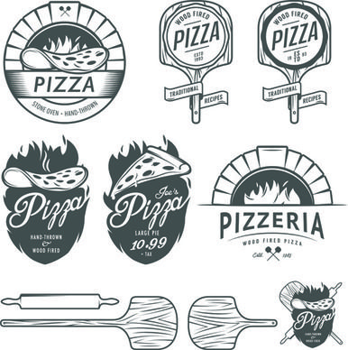 vintage pizza logos design vectors