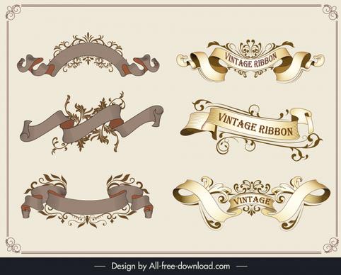 vintage ribbon banner collections elegant dynamic 3d 