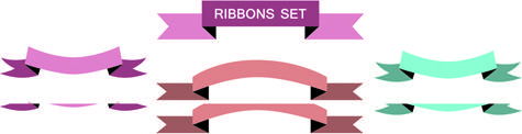vintage ribbon set vector