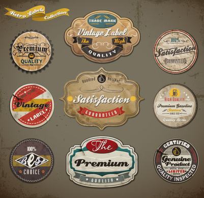 vintage ribbons labels and stickers vector