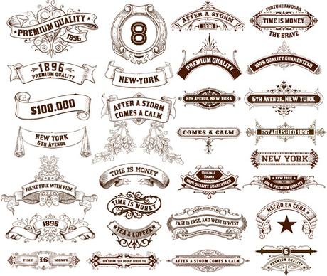 vintage ribbons labels design graphics