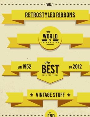 vintage ribbons vector set