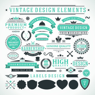 vintage robbon banner with labels vector