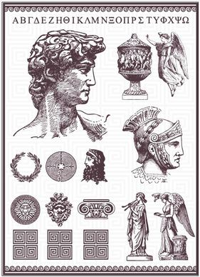 vintage roman statues design vector