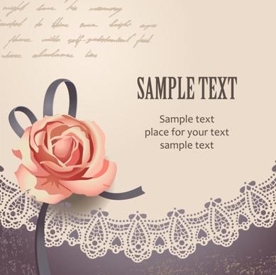 vintage rose card text template vector 2