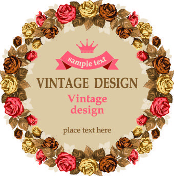 vintage roses frame illustration vector