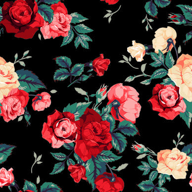 vintage roses vector seamless pattern