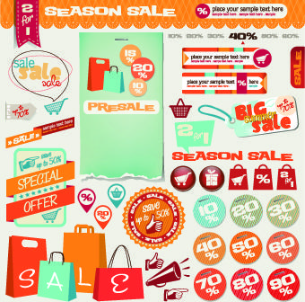 vintage sale labels and stickers vector