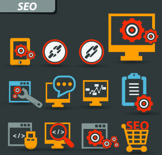 vintage seo icons vector