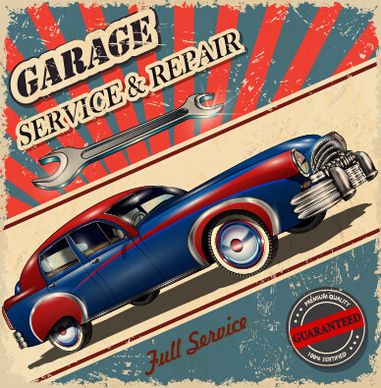 vintage style car advertising poster vector