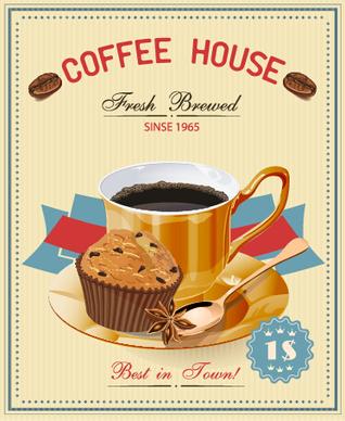 vintage style coffee house poster vector