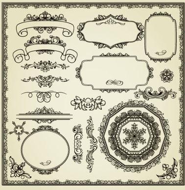 vintage style frames and borders vector set