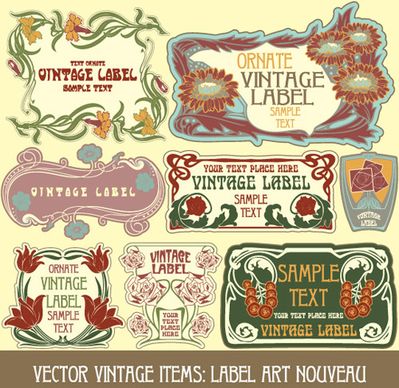 vintage style label with flowers vector graphic