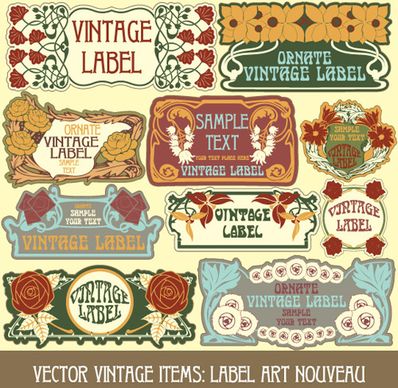 vintage style label with flowers vector graphic