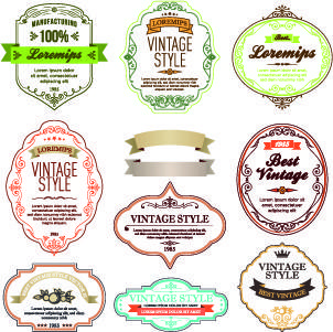 vintage style labels vector set