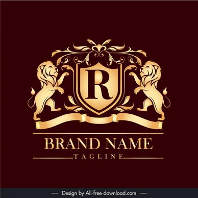 vintage style lion brand logo elegant symmetric design 