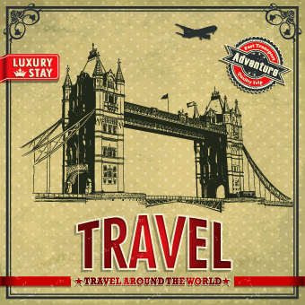 vintage style travel poster design vector