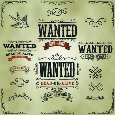 vintage style wanted vector templates