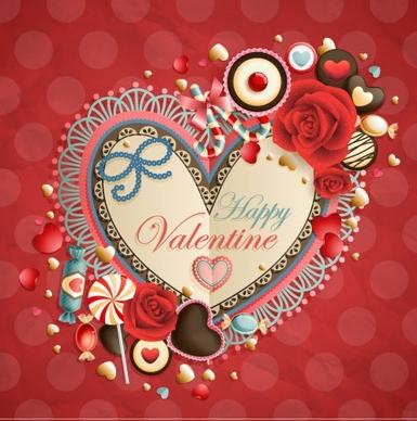 vintage valentine39s day card roses vector