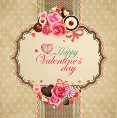 vintage valentine card heartshaped chocolate vector