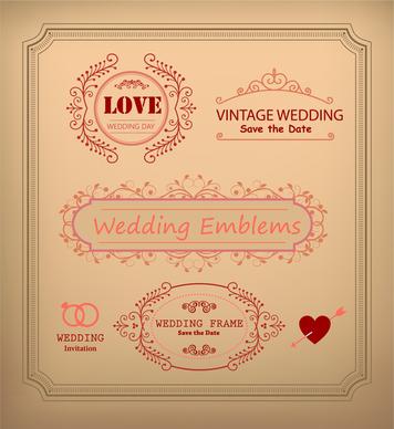 vintage wedding card decoration frames illustration