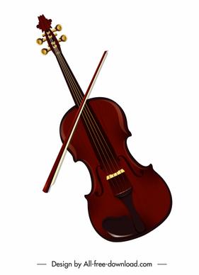 violin instrument icon elegant brown design