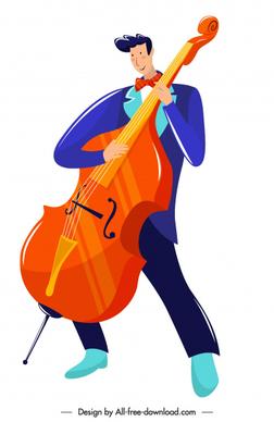 violinist icon colored cartoon character sketch