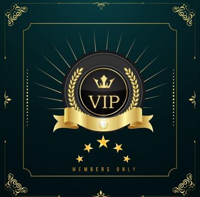 vip banner template luxury 3d golden ribbon decor