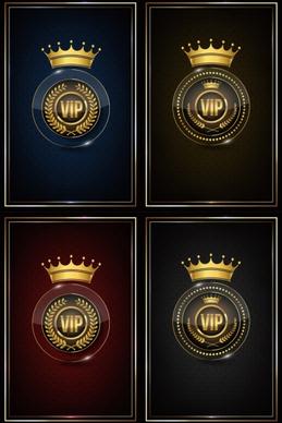 vip logo sets shiny elegance crown circles icons