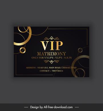 vip matrimony card template luxury black gold circles texts decor